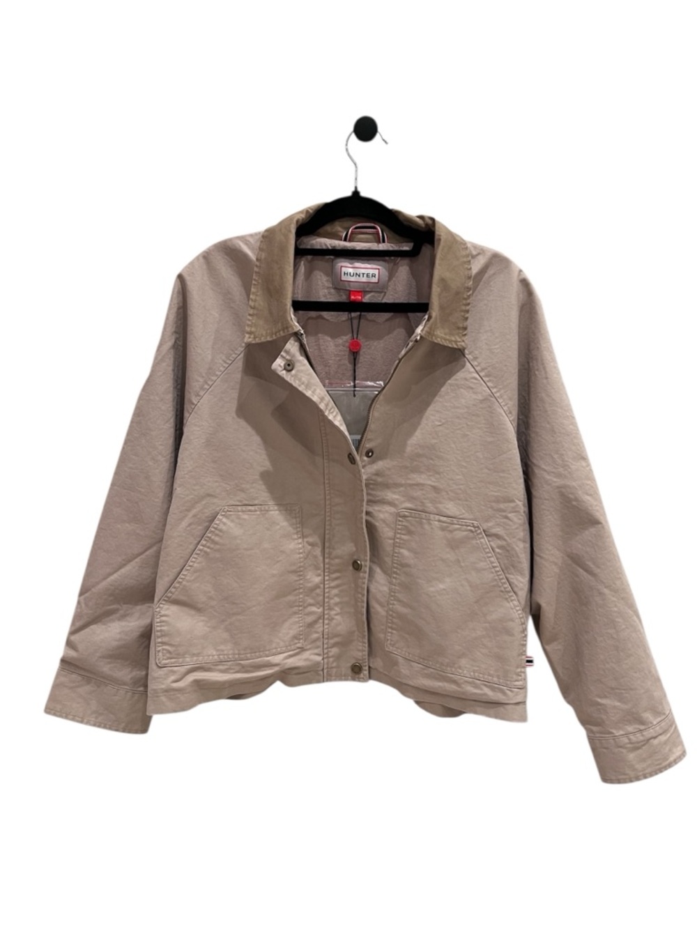 Hunter NWT Cotton Utility Jacket Taupe Cropped Snap Front Size XL